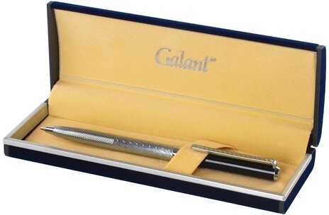 Ручка подарочная шариковая GALANT "Landsberg", корпус серебристый с черным, хромированные детали, пишущий узел 0,7 мм, синяя, 141013