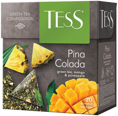 Чай TESS (Тесс) "Pina Colada", зеленый с ароматом тропических фруктов, 20 пирамидок по 1,8 г, 0787-12