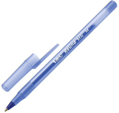 Ручка шариковая BIC "Round Stic", СИНЯЯ, корпус голубой, узел 1 мм, линия письма 0,32 мм, 921403