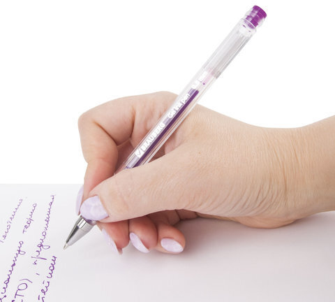 Ручка гелевая BRAUBERG "Jet", ФИОЛЕТОВАЯ, корпус прозрачный, узел 0,5 мм, линия письма 0,35 мм, 142161