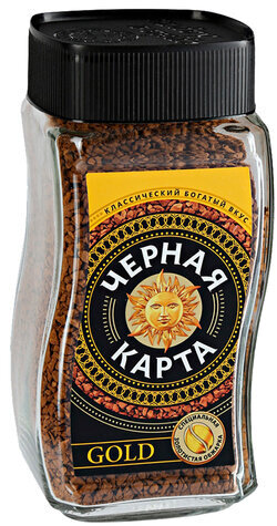 Кофе растворимый ЧЕРНАЯ КАРТА &quot;Gold&quot;, сублимированный, 190 г, стеклянная банка
