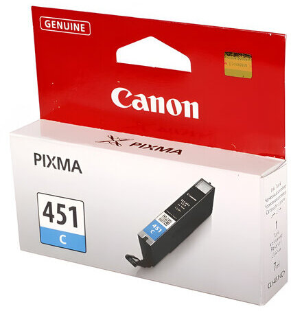 Картридж струйный CANON (CLI-451C) Pixma iP7240 и другие, голубой, оригинальный, 6524B001