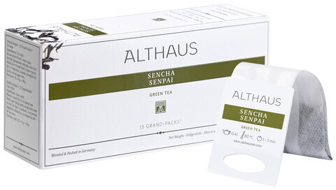 Чай ALTHAUS "Sencha Senpai" зеленый, 15 пирамидок по 4 г для чайника, ГЕРМАНИЯ, TALTHB-GP0057