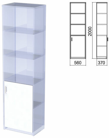 Шкаф полузакрытый ЧАСТЬ 2 "Арго", 560х370х2000 мм, дверь, 4 полки, серый