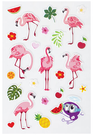 Наклейки зефирные "Фламинго", многоразовые, 10х15 см, ЮНЛАНДИЯ, 661794