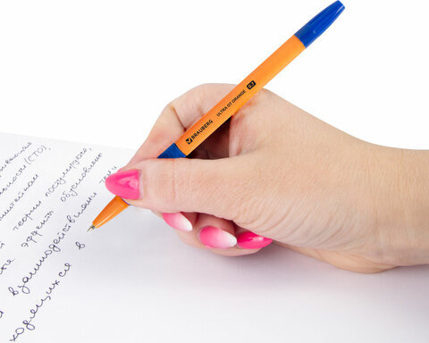 Ручка шариковая с грипом BRAUBERG "ULTRA GT ORANGE", СИНЯЯ, корпус оранжевый, линия 0,35 мм, 144052