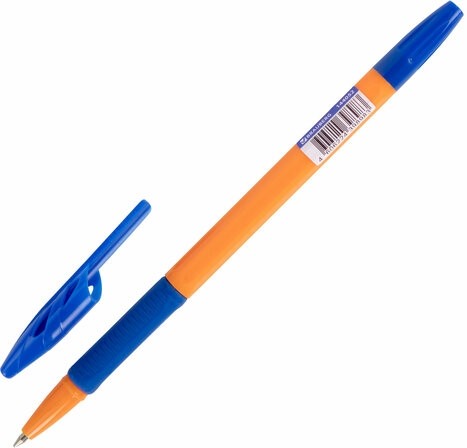 Ручка шариковая с грипом BRAUBERG "ULTRA GT ORANGE", СИНЯЯ, корпус оранжевый, линия 0,35 мм, 144052