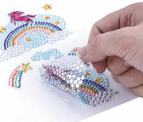 Наклейки готовые из страз НА РАДУГЕ, 7 декоративных элементов, 9,5х15,5 см, ОСТРОВ СОКРОВИЩ, 662237