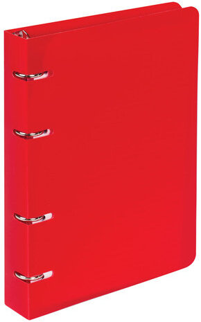 Тетрадь на кольцах А5 160х215 мм, 80 л., пластик, клетка, BRAUBERG, "Красный", 403252