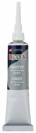 Контур акриловый по стеклу и керамике "Декола", туба 18 мл, серебряный, 5303966
