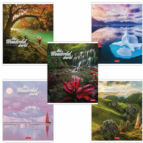 Тетрадь А5 96 л. HATBER скоба, линия, обложка картон, "Удивительный мир" (5 видов), 96Т5В2