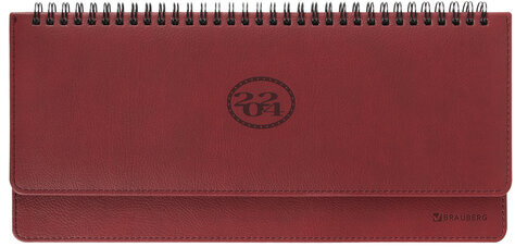 Планинг датированный 2024 305х140 мм, BRAUBERG "Favorite", под кожу, бордо, 114804