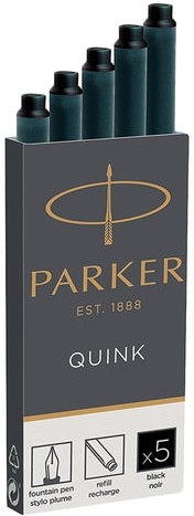 Картриджи чернильные PARKER "Cartridge Quink", КОМПЛЕКТ 5 штук, черные, 1950382
