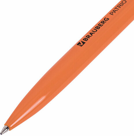Ручка шариковая РОССИЯ "PATRIOT ORANGE TONE", СИНЯЯ, корпус оранжевый, узел 0,7 мм, линия письма 0,35 мм, BRAUBERG, 143964
