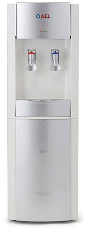 Кулер для воды AEL LD-AEL-28, напольный, НАГРЕВ/ОХЛАЖДЕНИЕ ЭЛЕКТРОННОЕ, 2 крана, белый/серебристый, 00256