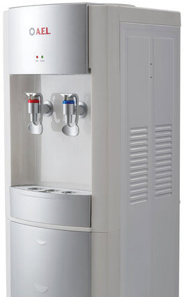 Кулер для воды AEL LD-AEL-28, напольный, НАГРЕВ/ОХЛАЖДЕНИЕ ЭЛЕКТРОННОЕ, 2 крана, белый/серебристый, 00256