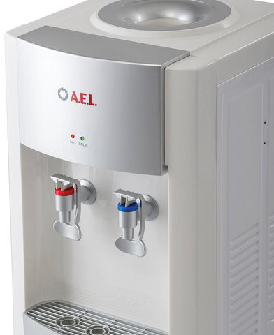 Кулер для воды AEL LD-AEL-28, напольный, НАГРЕВ/ОХЛАЖДЕНИЕ ЭЛЕКТРОННОЕ, 2 крана, белый/серебристый, 00256