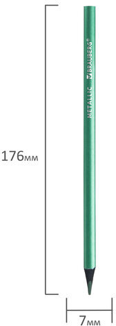 Карандаши цветные BRAUBERG METALLIC, 12 цветов металлик, черное дерево, трёхгранные, 181853