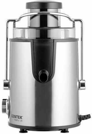 Соковыжималка CENTEK CT-1209, 600 Вт, стакан 0,5 л, емкость для жмыха 1,5 л, металл, сталь/черный