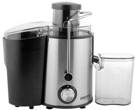 Соковыжималка CENTEK CT-1209, 600 Вт, стакан 0,5 л, емкость для жмыха 1,5 л, металл, сталь/черный