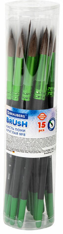 Кисть из ворса пони № 8, BRAUBERG PREMIUM, 200987