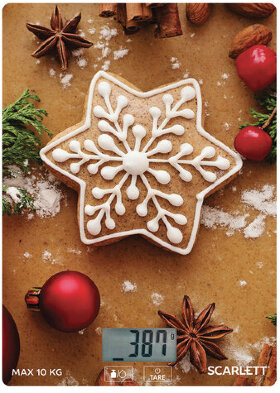 Весы кухонные SCARLETT SC-KS57P42, электронный дисплей, max вес 10 кг, тарокомпенсация, стекло
