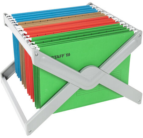 Подставка для подвесных папок STAFF, до 50 папок А4 / Foolscap, 406х307х290 мм, серая, 270939