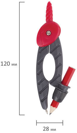 Циркуль ПИФАГОР пластиковый с карандашом, 120 мм, чехол, 210652