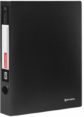Папка на 2 кольцах BRAUBERG &quot;Стандарт&quot;, 40 мм, черная, до 300 листов, 0,9 мм, 221618
