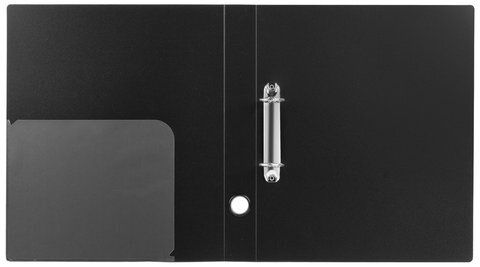 Папка на 2 кольцах BRAUBERG "Стандарт", 40 мм, черная, до 300 листов, 0,9 мм, 221618