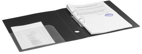 Папка на 2 кольцах BRAUBERG "Стандарт", 40 мм, черная, до 300 листов, 0,9 мм, 221618