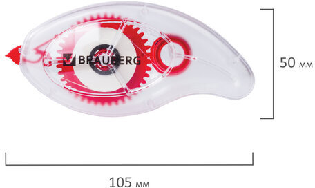 Корректирующая лента BRAUBERG "Red Power", 5 мм х 8 м, в упаковке с европодвесом, 222053