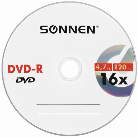 Диски DVD-R SONNEN 4,7 Gb 16x Bulk (термоусадка без шпиля), КОМПЛЕКТ 50 шт., 512574
