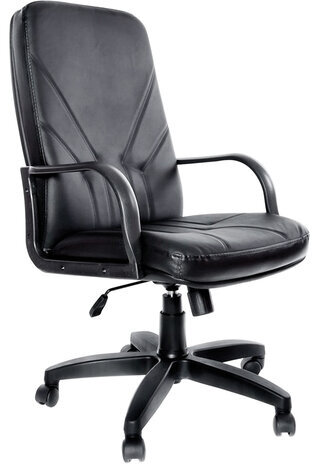 Кресло из натуральной кожи "Менеджер", монолитный каркас, черное
