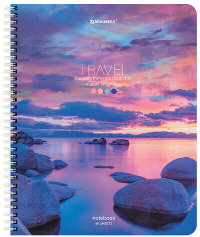 Тетрадь А5 96 л. BRAUBERG, гребень, клетка, обложка картон, "Travel" (микс в спайке), 404426