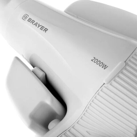 Фен для волос настенный BRAYER BR3021, 2000 Вт, пластиковый корпус, 2 скорости, белый