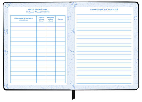 Дневник для музыкальной школы 48 л., обложка кожзам твердая, фольга, BRAUBERG, КЛАССИКА, 107369