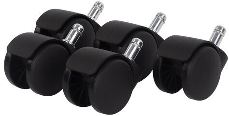 Колеса (ролики) BRABIX для кресла, пластиковые, КОМПЛЕКТ 5 шт., шток d11 мм, черные, в коробе, 532008