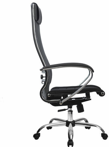 Кресло офисное МЕТТА "К-3" хром, ткань-сетка, сиденье и спинка регулируемые, черное