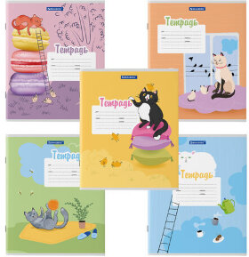 Тетрадь 12 л. BRAUBERG, линия, обложка картон, "ОЗОРНЫЕ КОТЫ", 106472