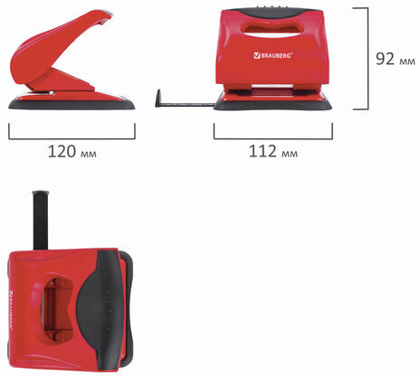 Дырокол BRAUBERG "JET PRO", до 30 листов, красно-черный, 228601