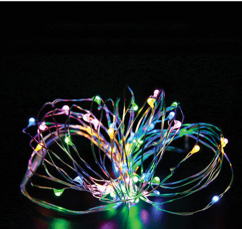 Электрогирлянда светодиодная ЗОЛОТАЯ СКАЗКА "Роса", 20 ламп, 2 м, многоцветная, на батарейках, 591101