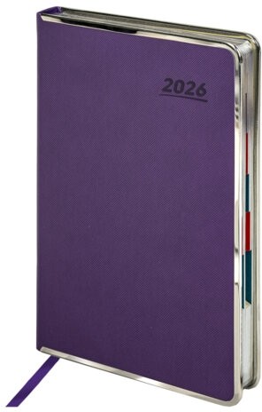 Ежедневник датированный 2026 А5 148х218мм GALANT "Infinity Silver", под кожу, фиолетовый, 117498