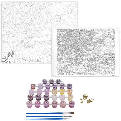 Картина по номерам 40х50 см, ОСТРОВ СОКРОВИЩ "Цветущая сакура", на подрамнике, акриловые краски, 3 кисти, 662494