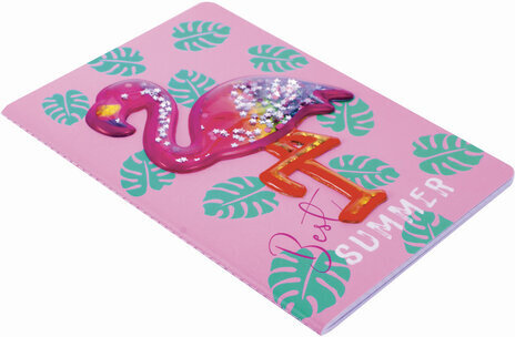 Блокнот МАЛЫЙ ФОРМАТ (103х148 мм) А6, 32 л., сшивка, декор, клетка, ЮНЛАНДИЯ, Фламинго, 662706