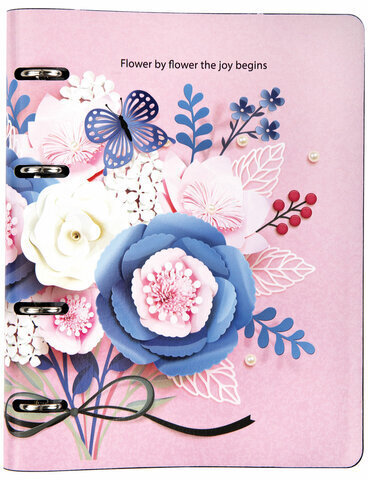 Тетрадь на кольцах А5 (180х220 мм), 80 л., под кожу, BRAUBERG VISTA, "Bouquet", 112123