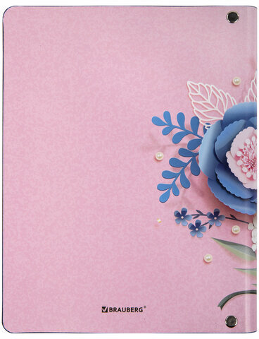 Тетрадь на кольцах А5 (180х220 мм), 80 л., под кожу, BRAUBERG VISTA, "Bouquet", 112123
