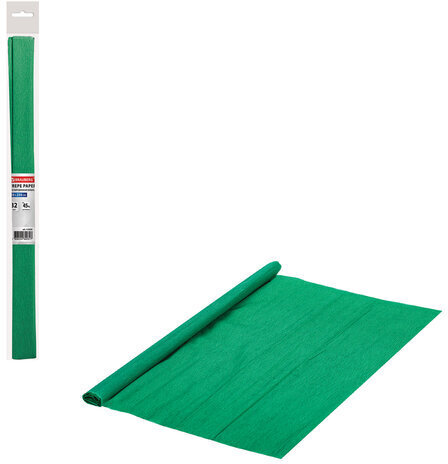 Бумага гофрированная/креповая, 32 г/м2, 50х250 см, темно-зеленая, в рулоне, BRAUBERG, 112525