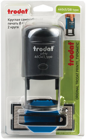 Печать самонаборная 2 круга, оттиск D=45 синий, TRODAT 46045 R2, крышка, КАССА В КОМПЛЕКТЕ, европодвес, 47091