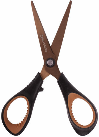 Ножницы BRAUBERG "Heavy Duty", 165 мм, суперпрочные, титановое покрытие, 2-х сторонняя заточка, 236789